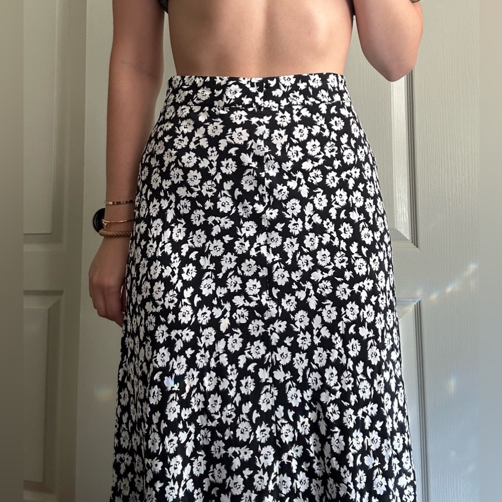 Zara black and white floral maxi skirt